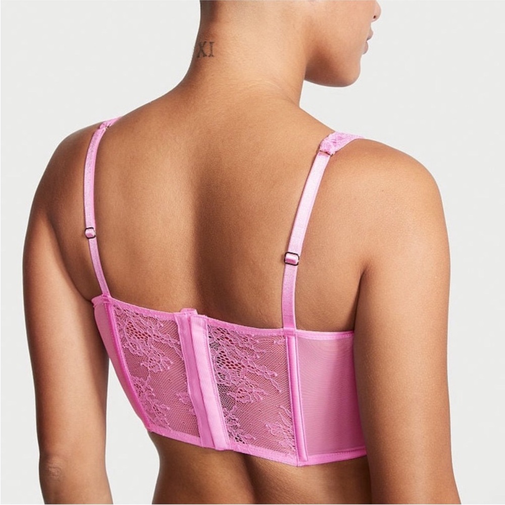 Victoria's Secret Dream Angels Lace Up Corset Top Lilac Chiffon Size M - DD - Picture 2 of 12